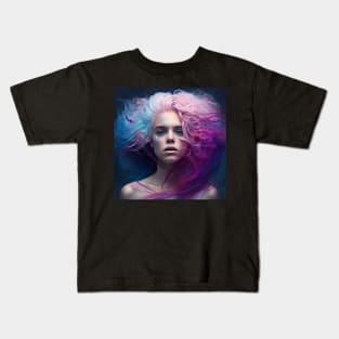 Girl with blue and pink hair Kids T-Shirt